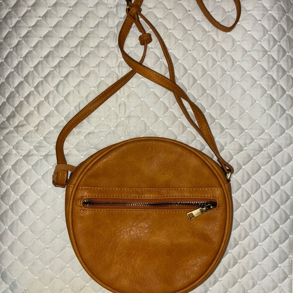 Handbags - Round Tan Leather Crossbody Bag